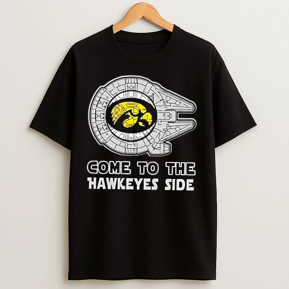 Classic Star Wars Come To The Iowa Hawkeyes Side T Shirts