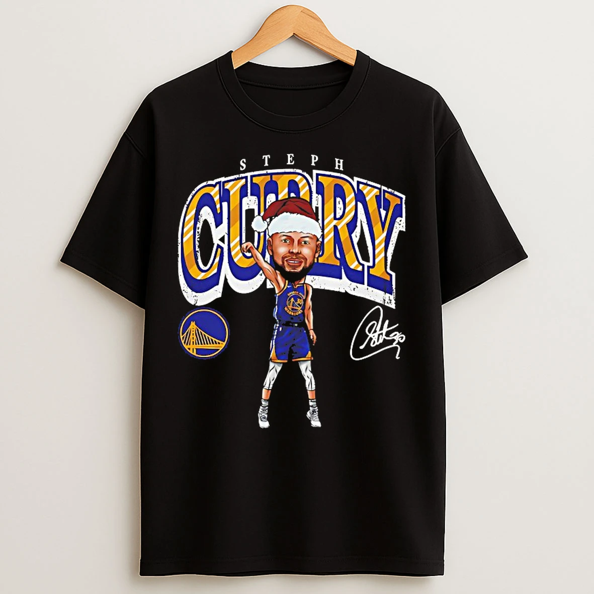 Classic Steph Curry Golden State Warriors Cartoon Santa Hat T Shirts