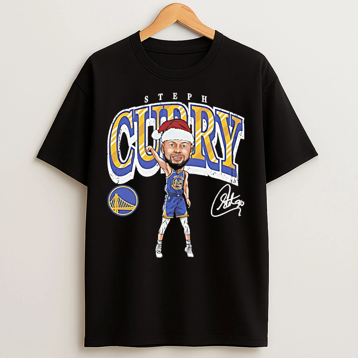 Classic Steph Curry Golden State Warriors In Christmas Santa Hat Signature T Shirts