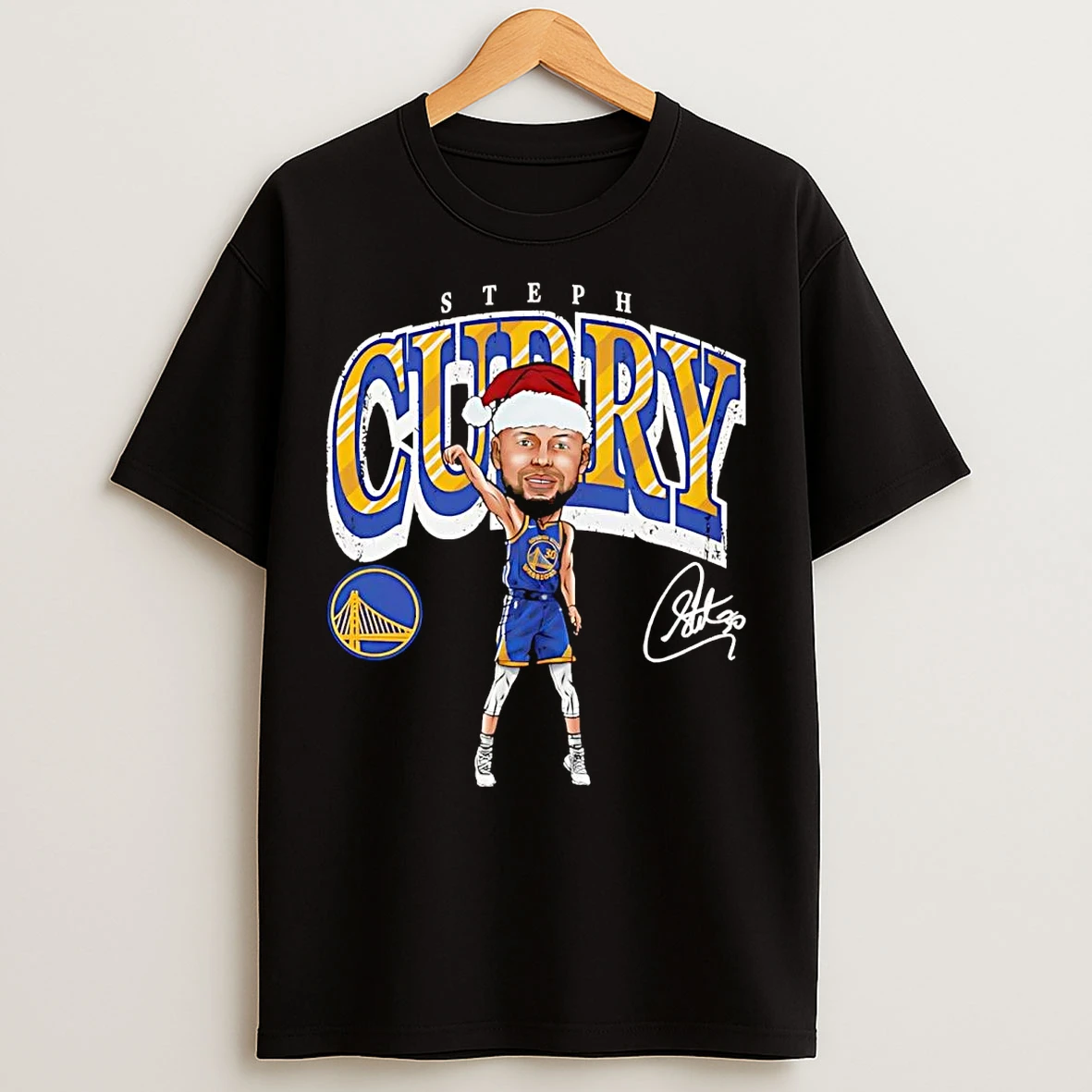 Classic Steph Curry Santa Cartoon Golden State Warriors T Shirts