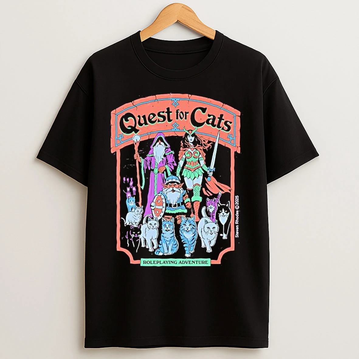 Classic Steven Rhodes Quest For Cats Roleplaying Adventure T Shirts