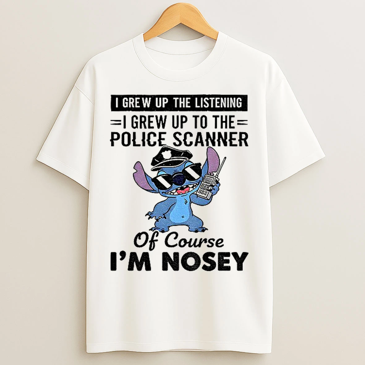 Classic Stitch I Grew Up The Listening I Grew Up To The Police Scanner Of Course Im Nosey Christmas T Shirts