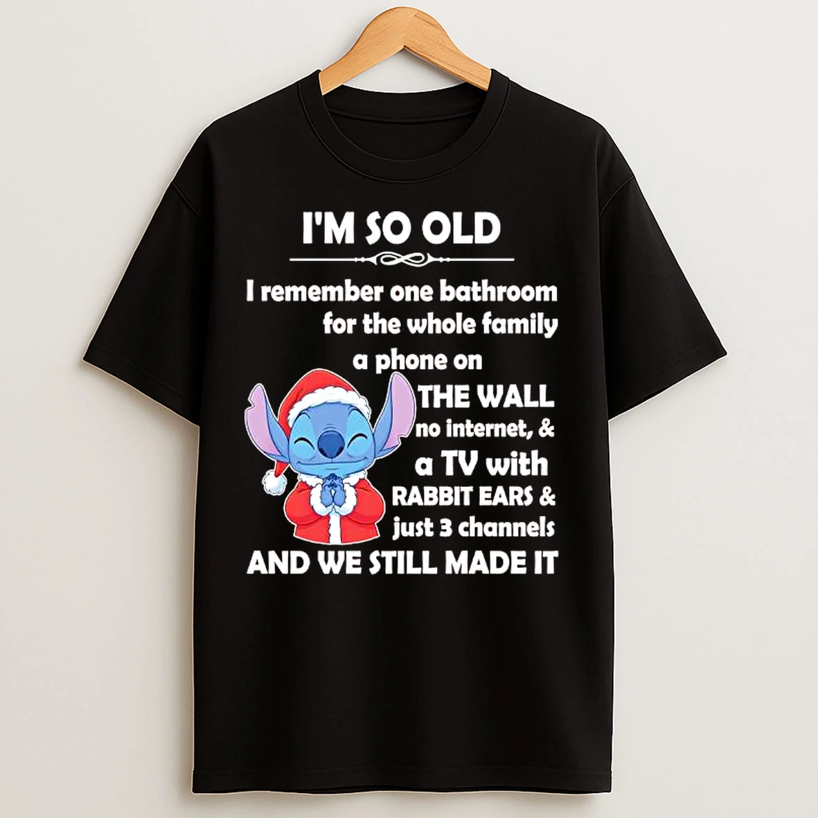 Classic Stitch Santa I Remember 1 Bathroom For The Whole Family A Phone Attached To The Wall T Shirts