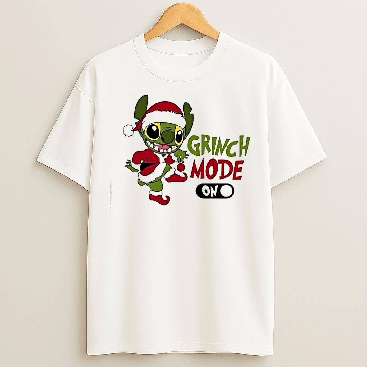 Classic Stitch Santa Suit Grinch Mode On T Shirts