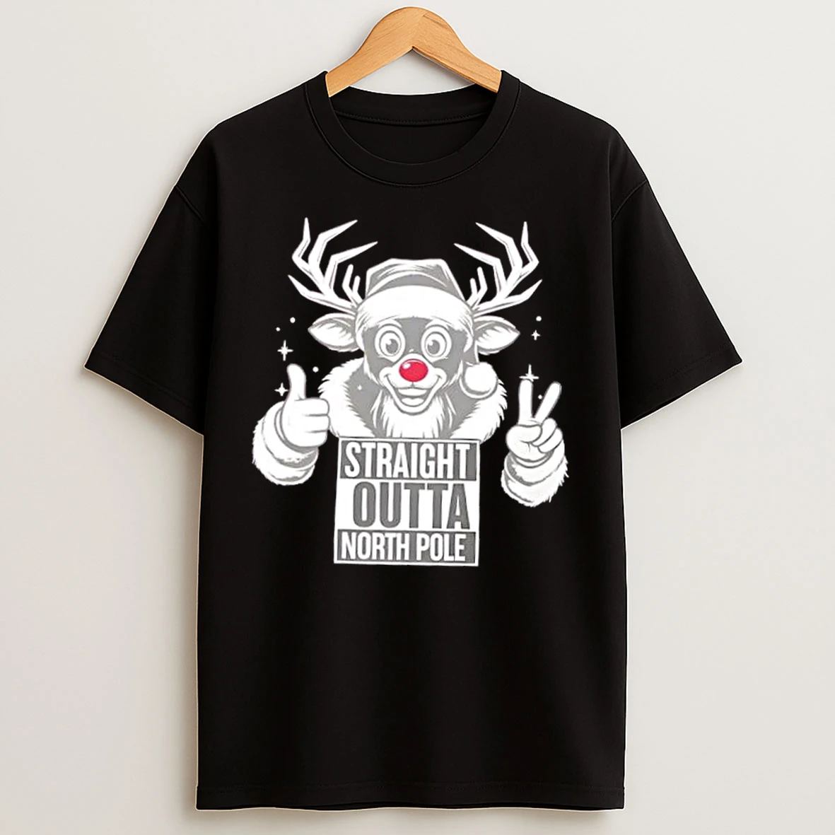 Classic Straight Outta North Pole Reindeer Christmas T Shirts
