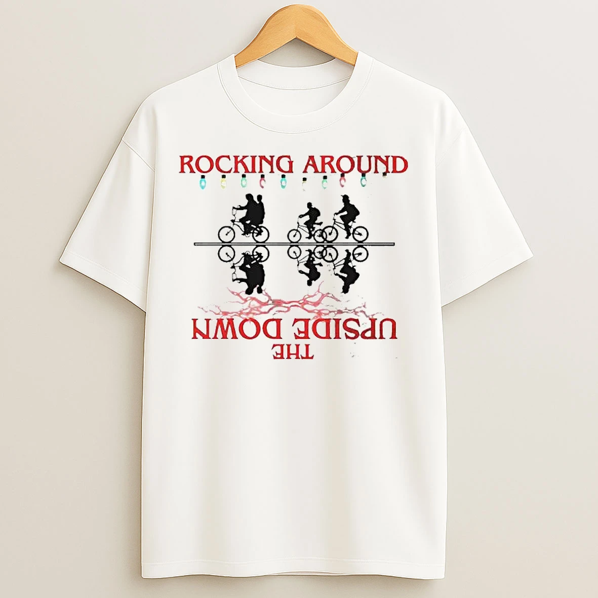 Classic Stranger Things Rocking Around The Upside Down Ugly Christmas Ornaments T Shirts