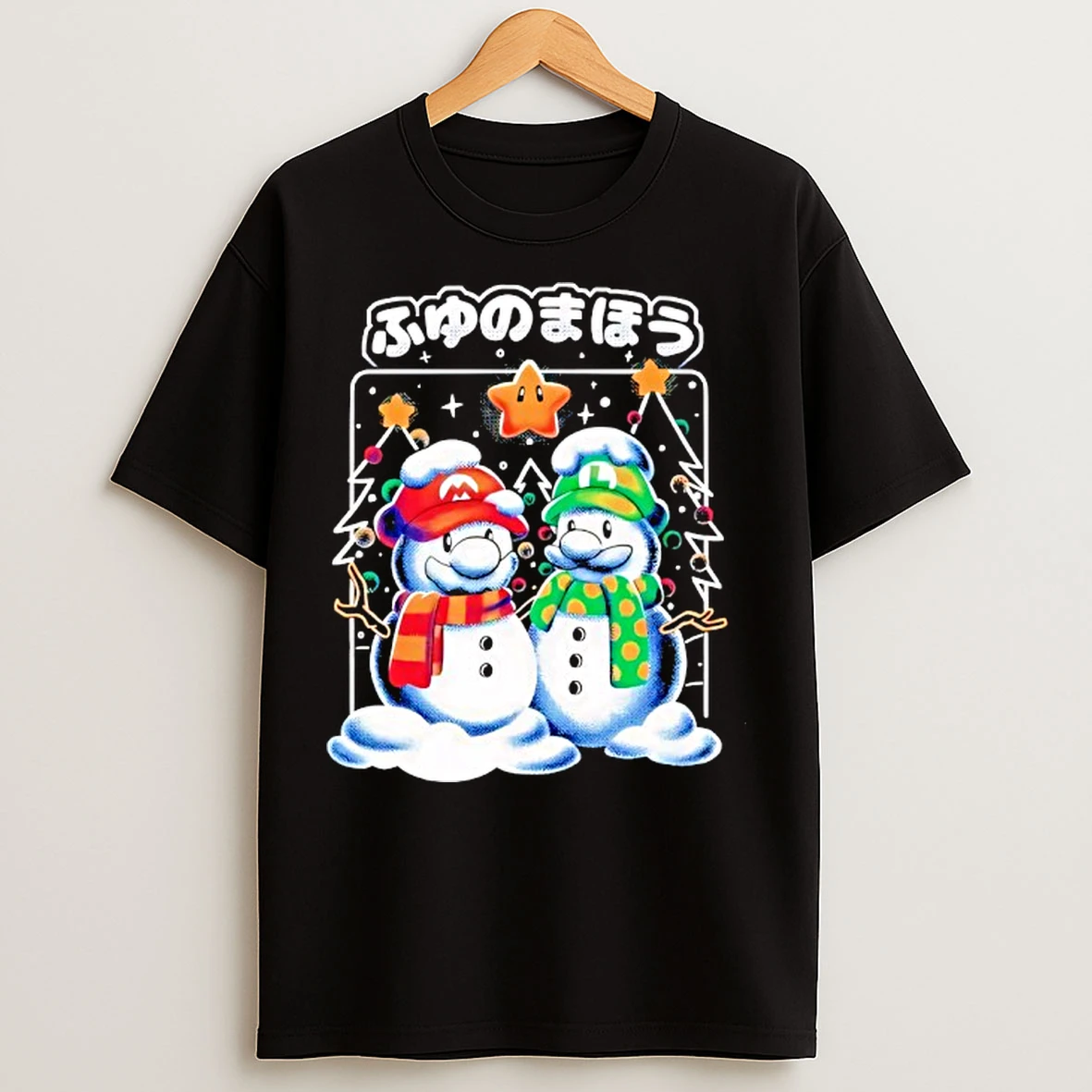 Classic Super Mario Luigi Winter Magic Christmas Snowman T Shirts