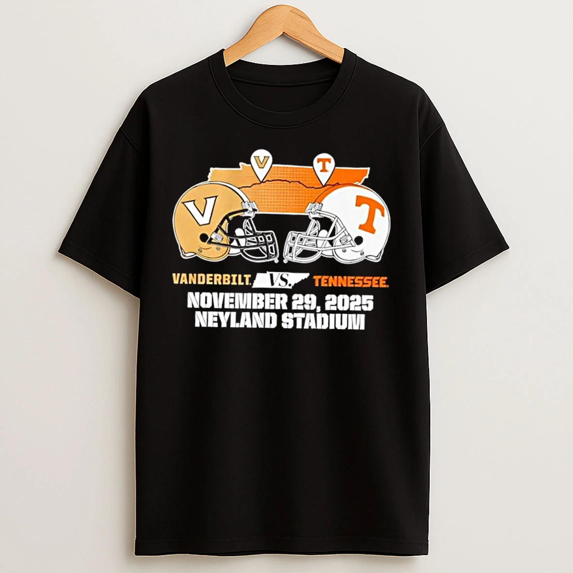 Classic Tennessee And Vanderbilt 25 Matchup Football Helmets T Shirts