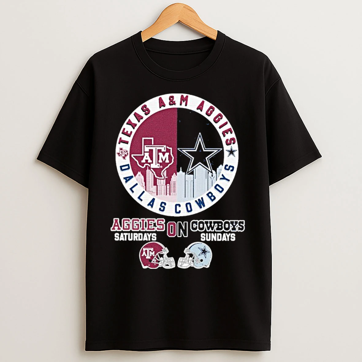 Classic Texas Am And Cowboys On Saturdays On Sundays Logo T Shirts