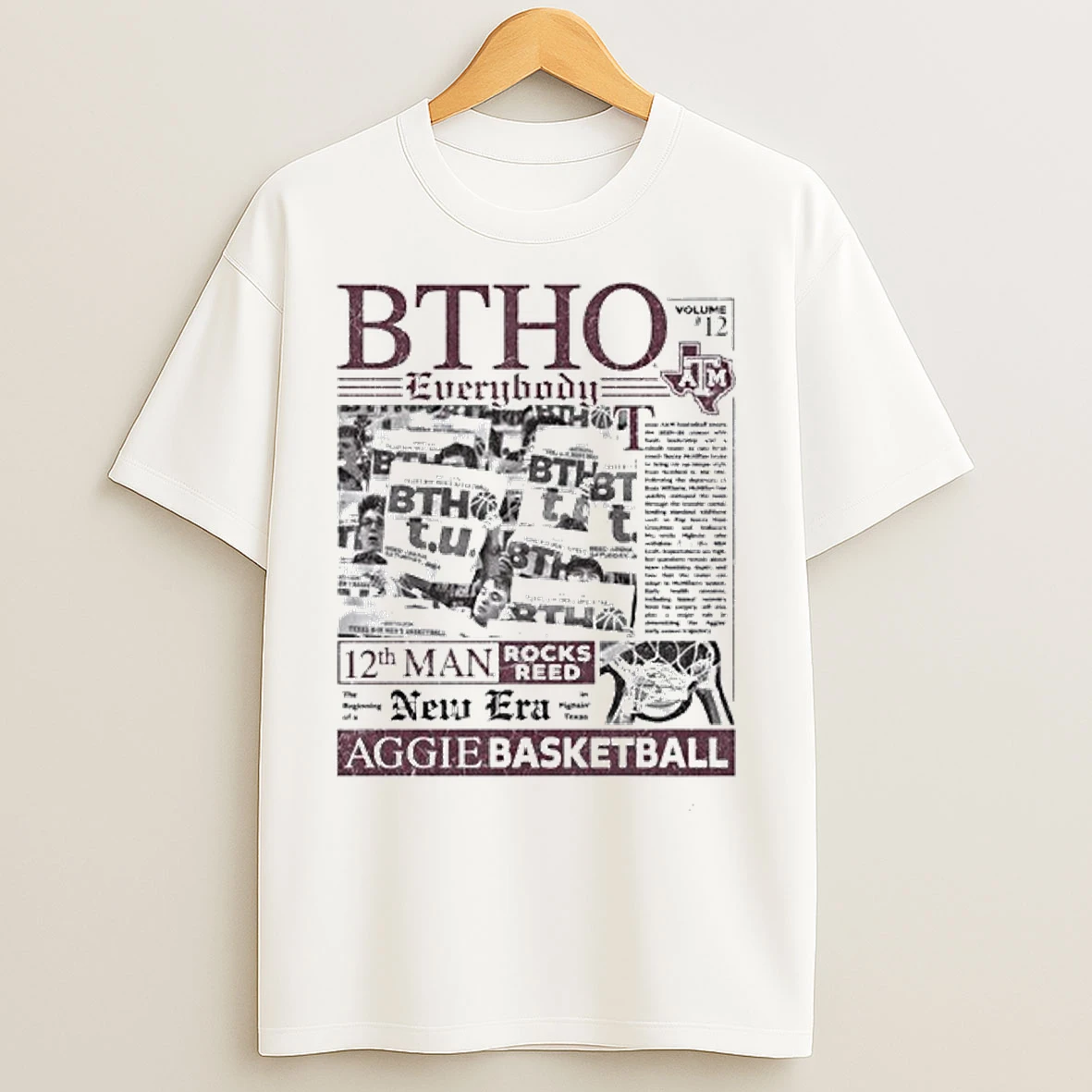 Classic Texas Am Aggies Basketball Newspaper T Shirts