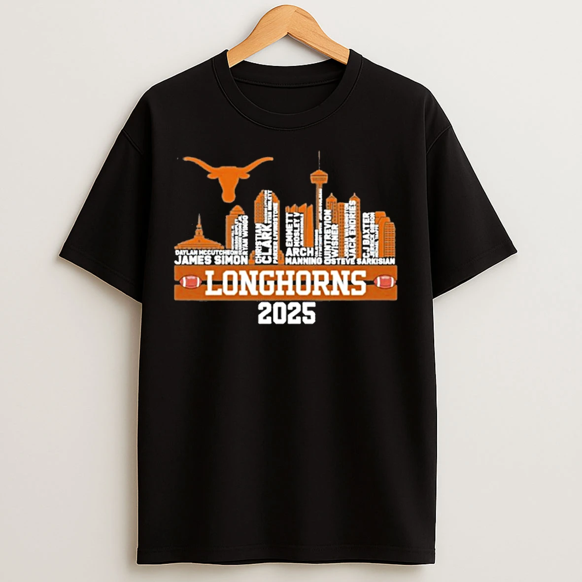 Classic Texas Longhorns Typo 2025 Logo City Vintage T Shirts