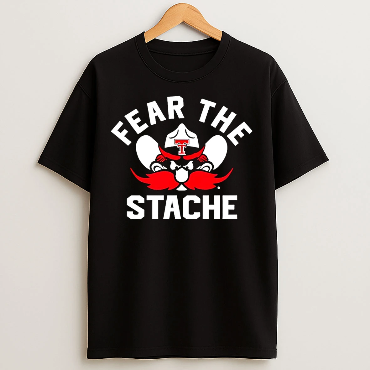 Classic Texas Tech Red Raiders Fear The Stache Logo Christmas T Shirts