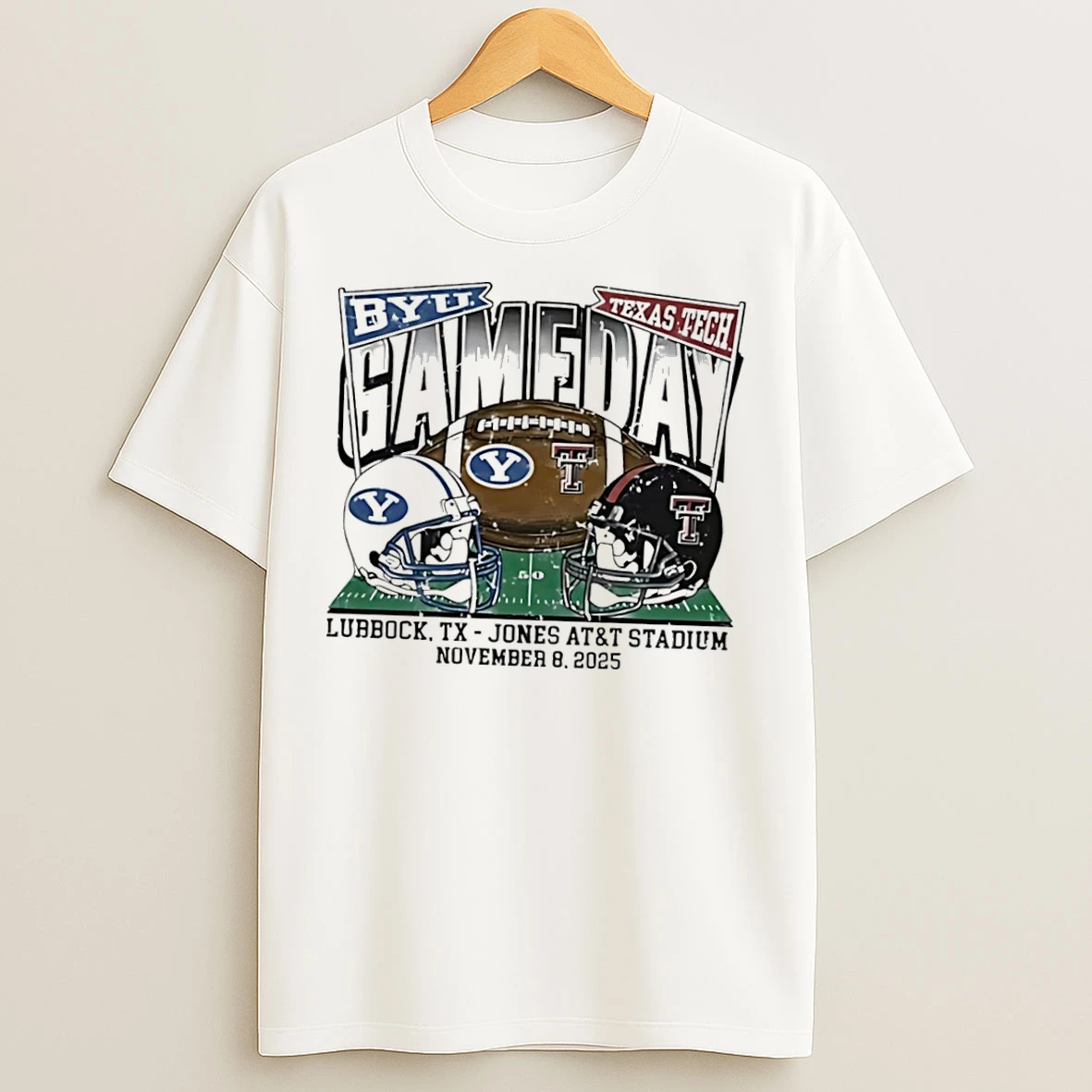 Classic Texas Tech Red Raiders Vs Byu Cougars 2025 Game Day Helmet T Shirts