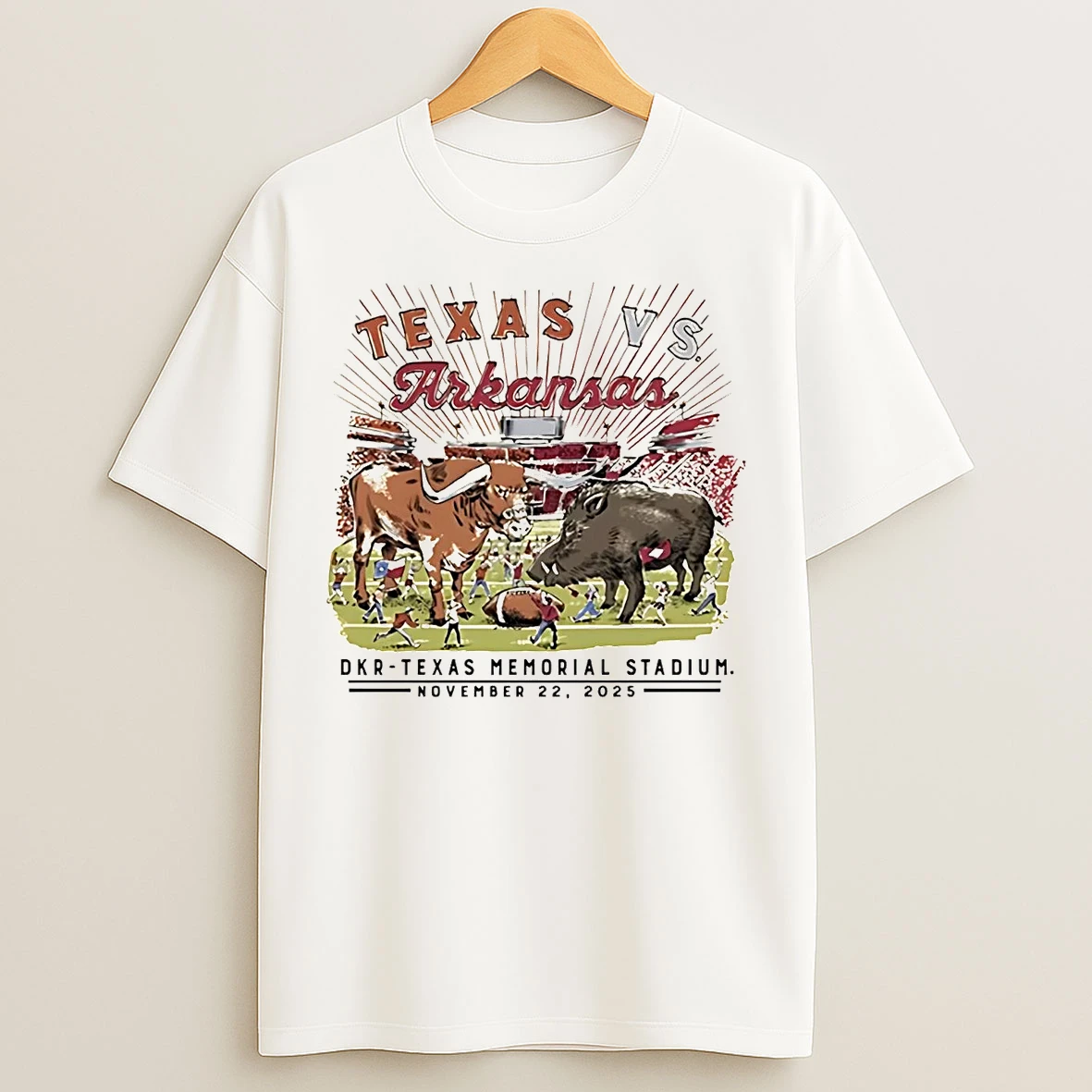 Classic Texas Vs Arkansas 2025 Gameday Memorial Stadium T Shirts