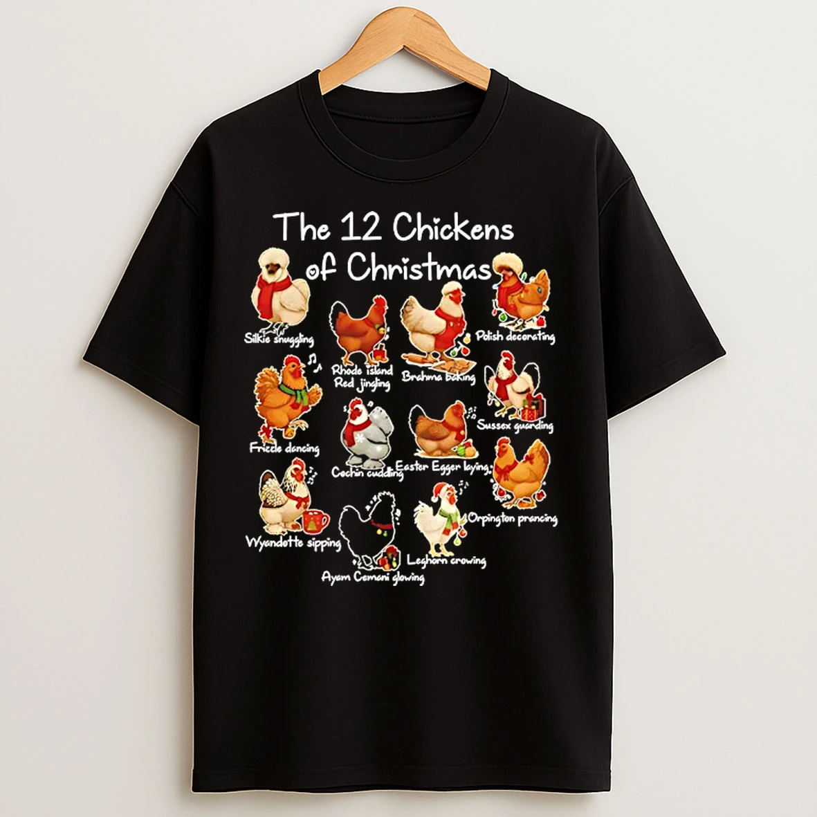 Classic The 12 Chickens Of Christmas Brahma Baking Dolish Decorating Sikie Snuggling T Shirts