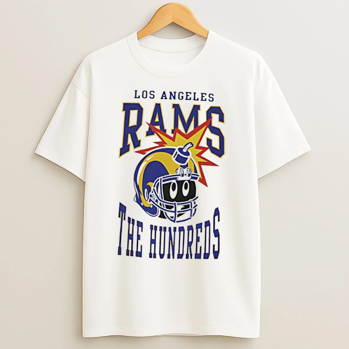 Classic The Hundreds X Los Angeles Rams Bone Helmet T Shirts