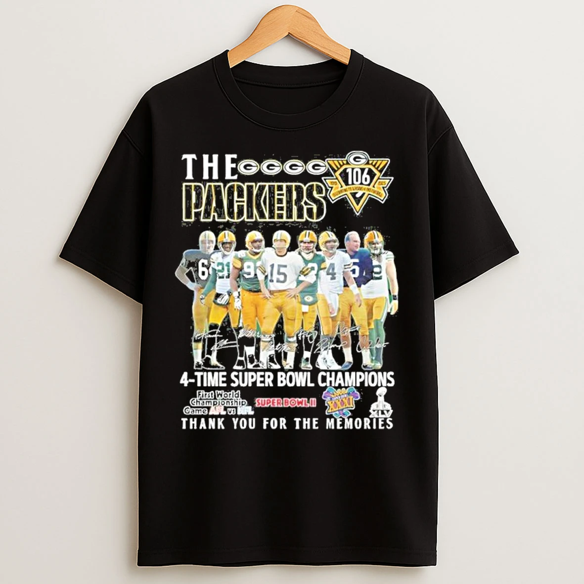 Classic The Packers Team Player 4 Time Super Bowl Champions Thank You For The Memories T Shirts