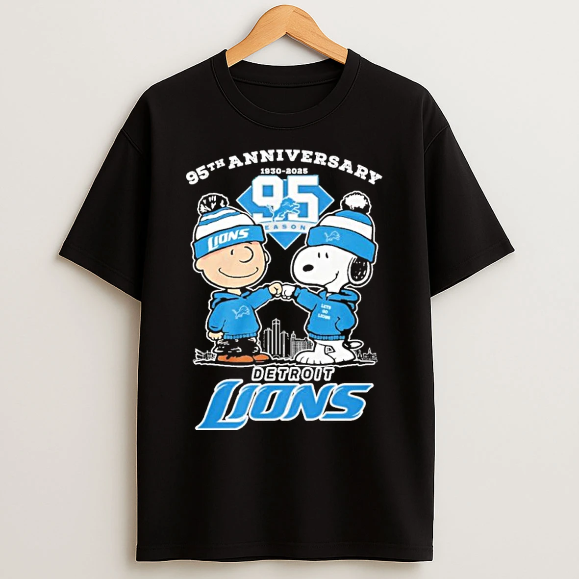 Classic The Peanuts 95th Anniversary 1930 2025 Detroit Lions T Shirts