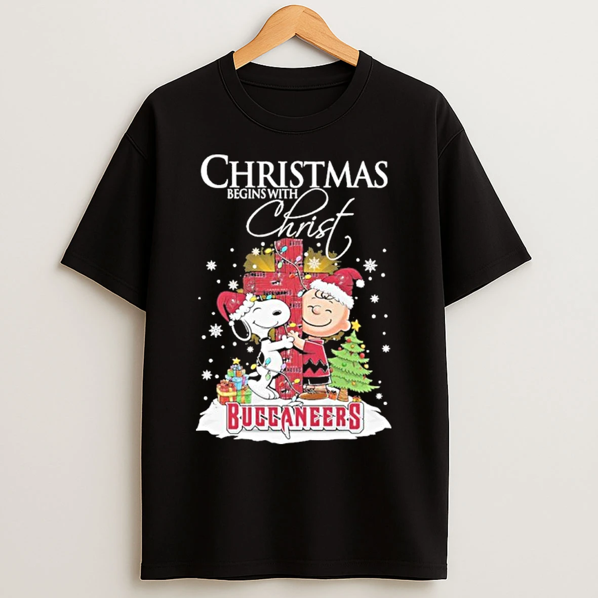 Classic The Peanuts X Tampa Bay Buccaneers Christmas Begins With Christ T Shirts