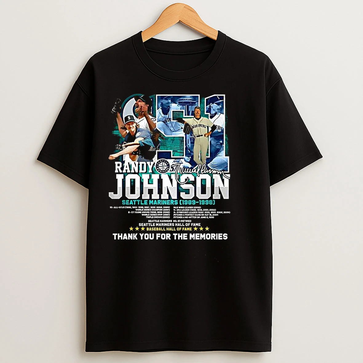 Classic The Suprandy Johnson Seattle Mariners 1989 1998 Signature T Shirts