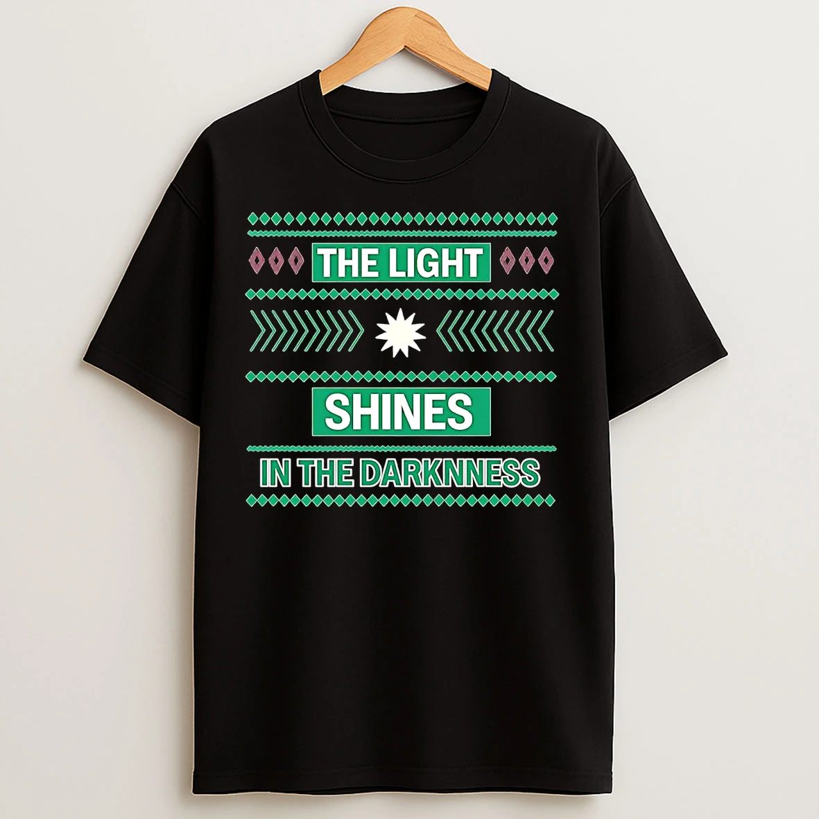 Classic The Light Shines In The Darkness Ugly Christmas T Shirts