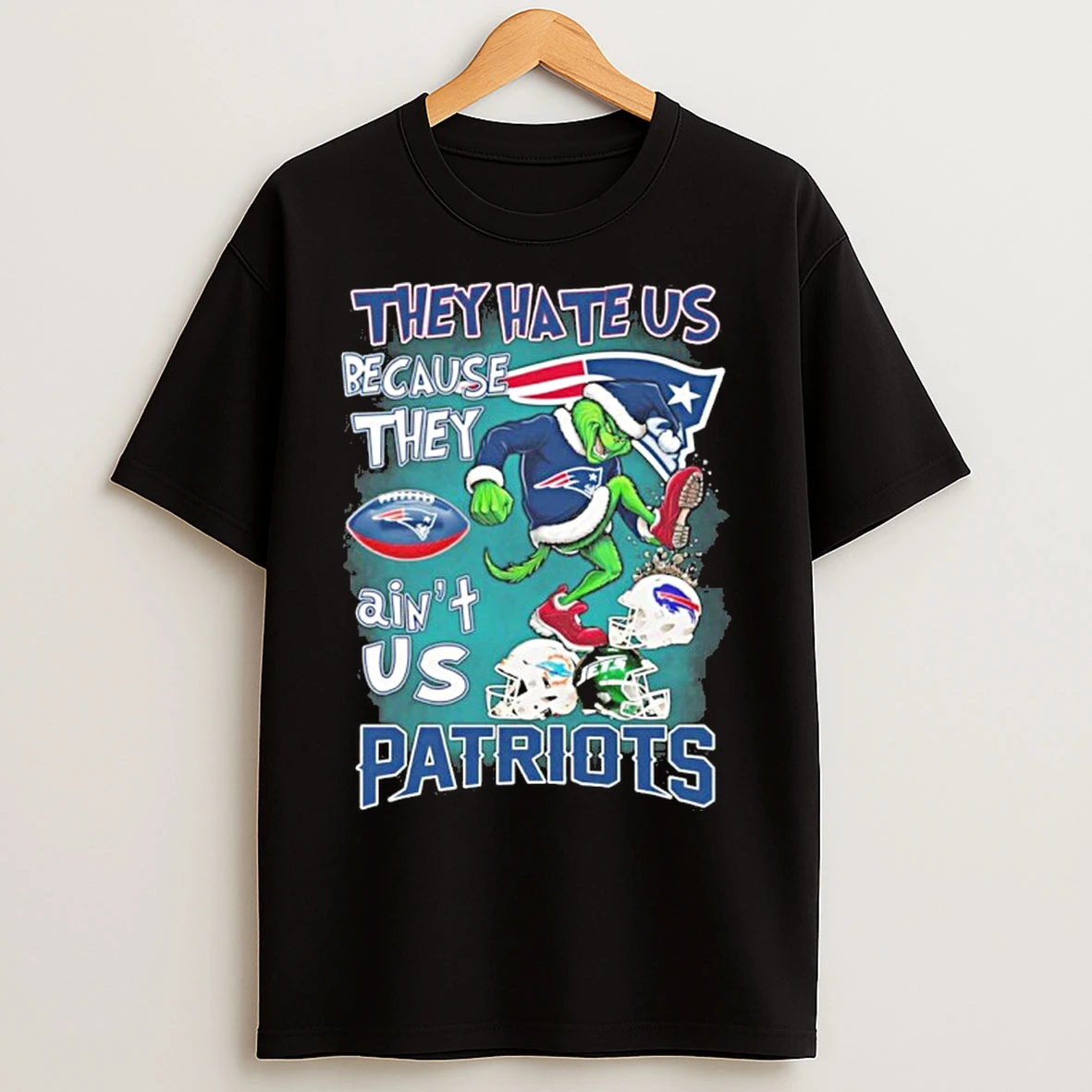 Classic They Hate Us Cause They Aint Us Grinch New England Patriots Stomp On Nfl Teams T Shirts