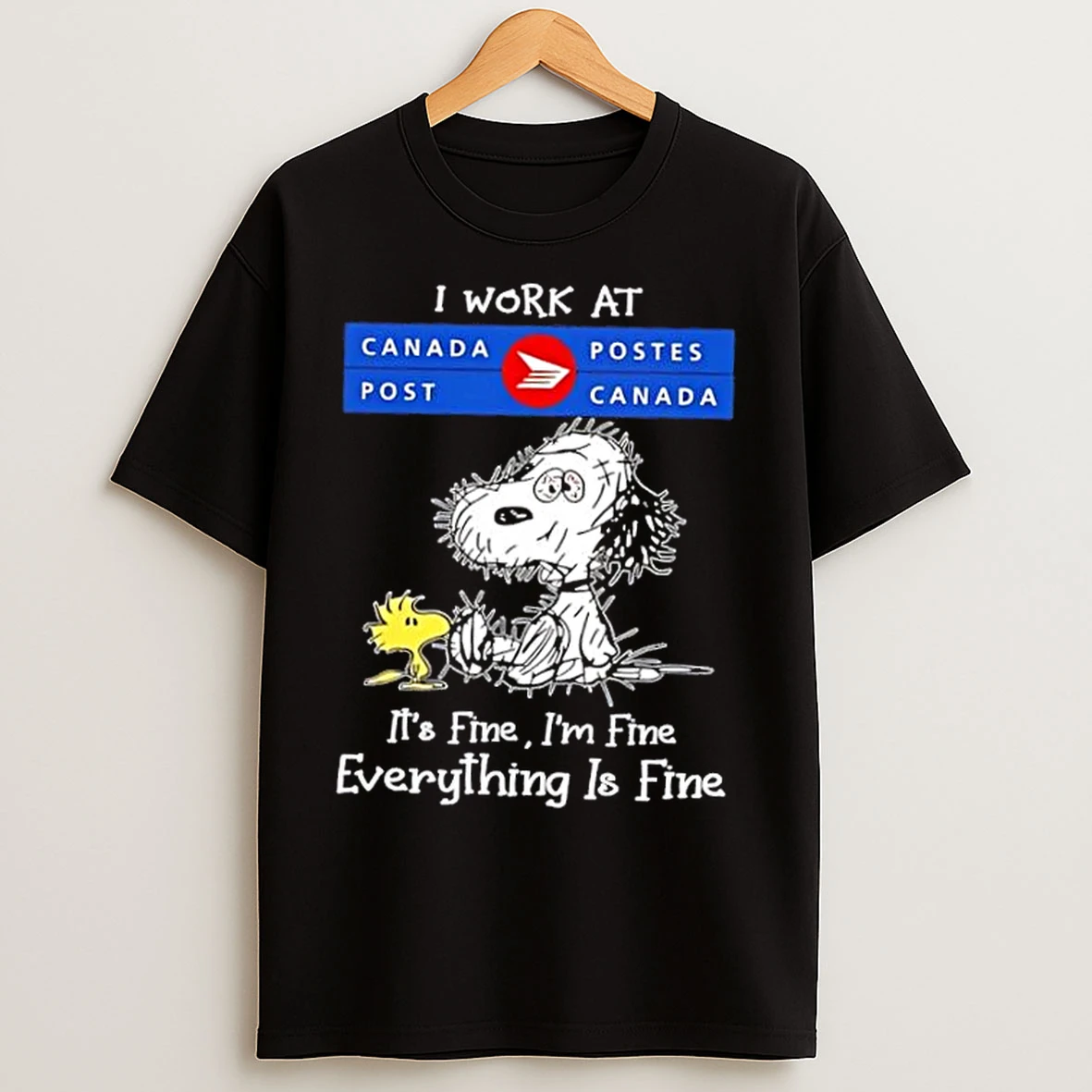 Classic Tired Snoopy I Work At Canada Post Its Fine Im Fine Everything Is Fine T Shirts