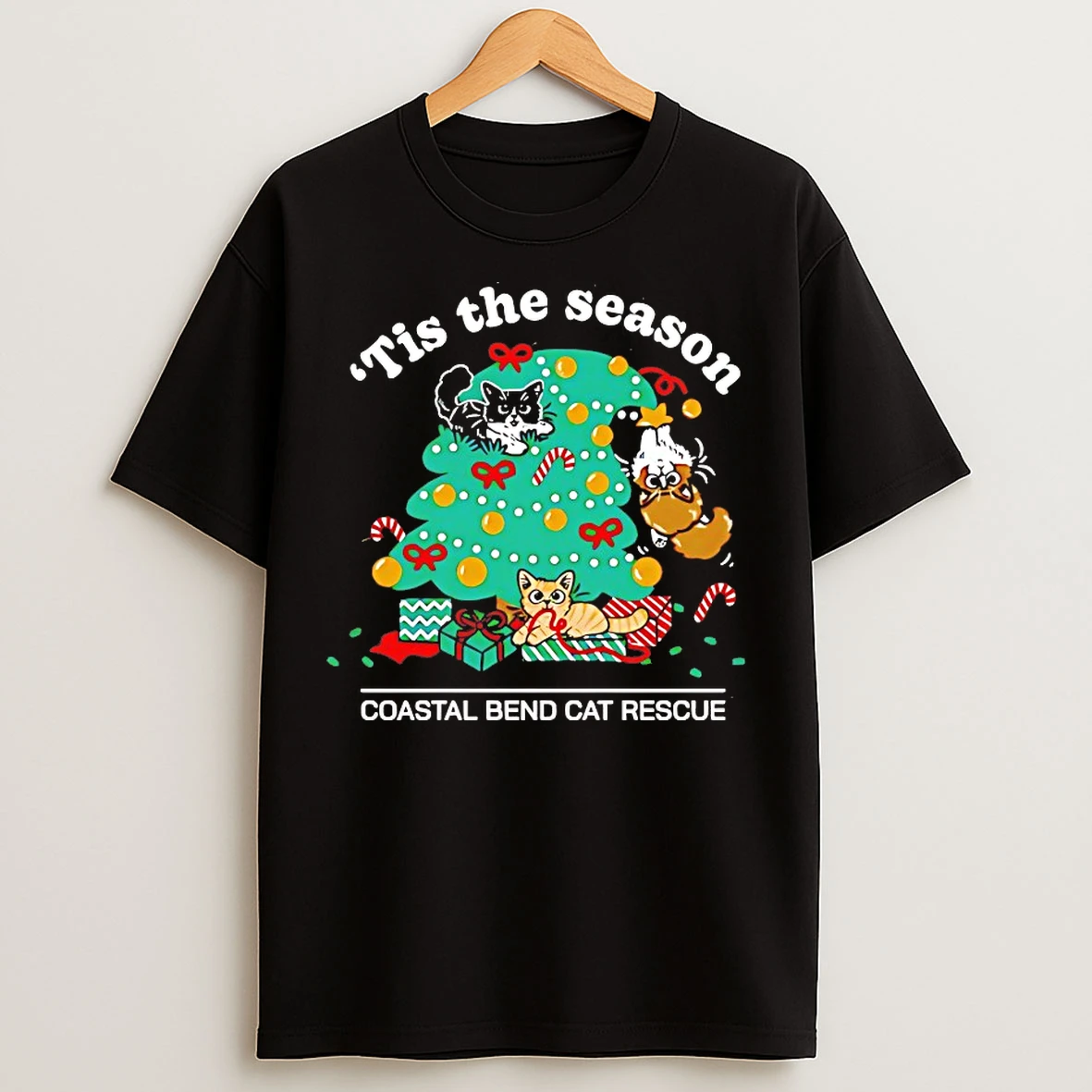 Classic Tis The Season Coastal Bend Cat Rescue Christmas T Shirts