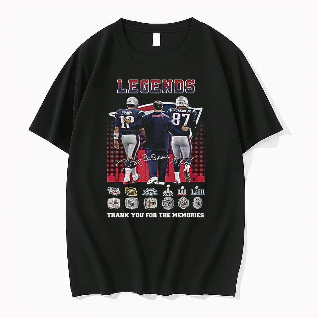 Classic Tom Brady Rob Gronkowski Bill Belichick New England Patriots Nfl Football Legends Signatures T Shirts