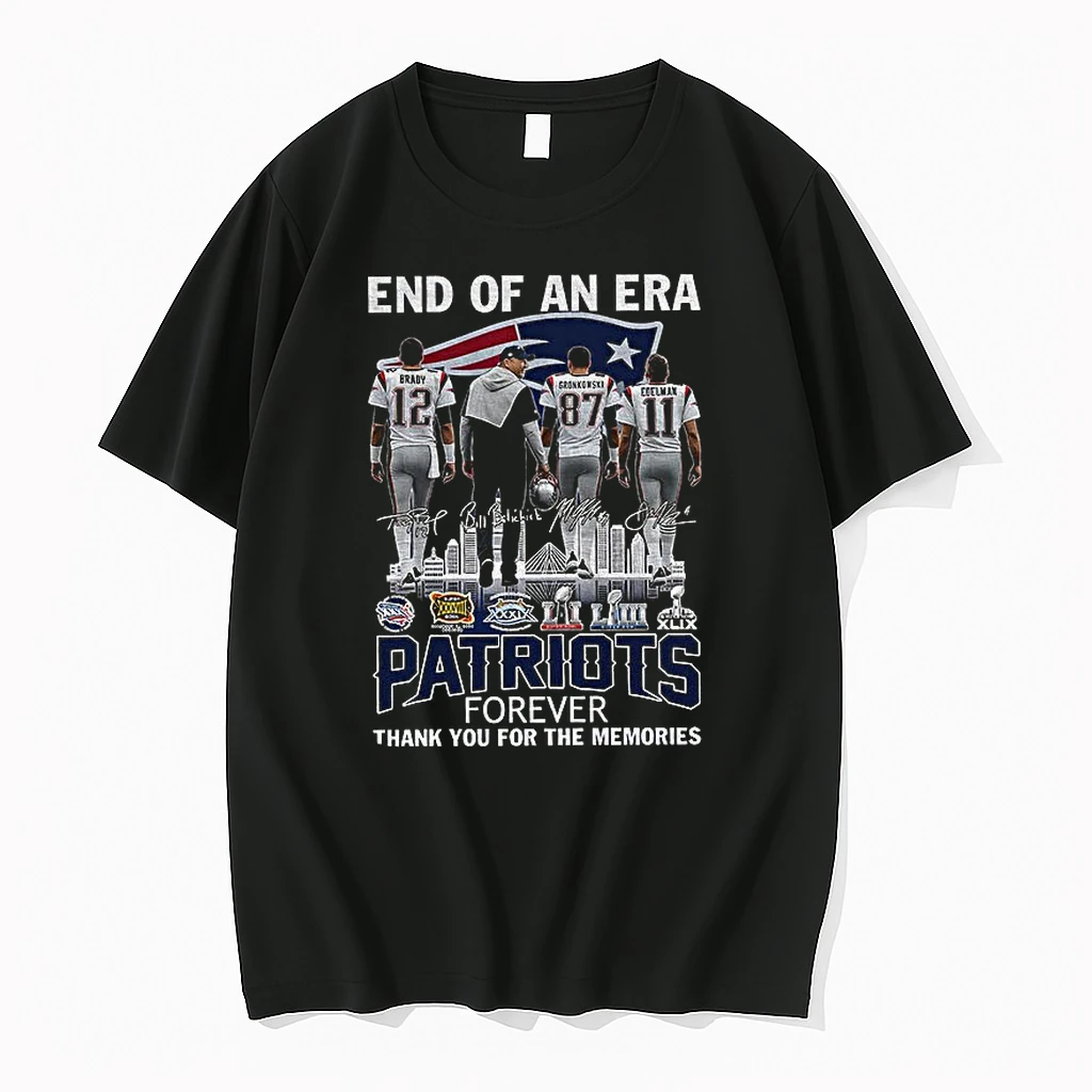 Classic Tom Brady Rob Gronkowski Julian Edelman Bill Belichick New England Patriots End Of An Era Signature T Shirts