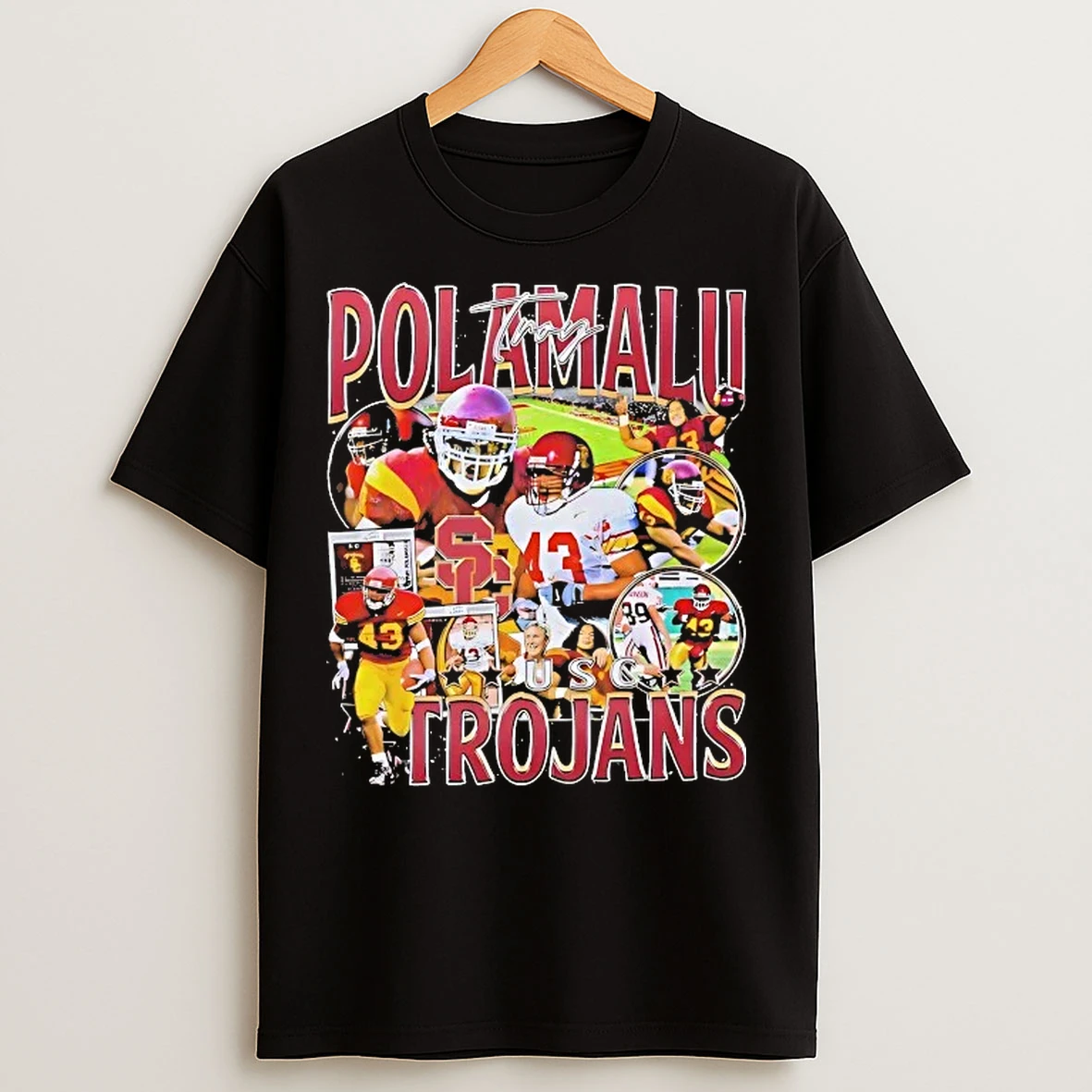 Classic Troy Polamalu Picture Collage Usc Trojans T Shirts
