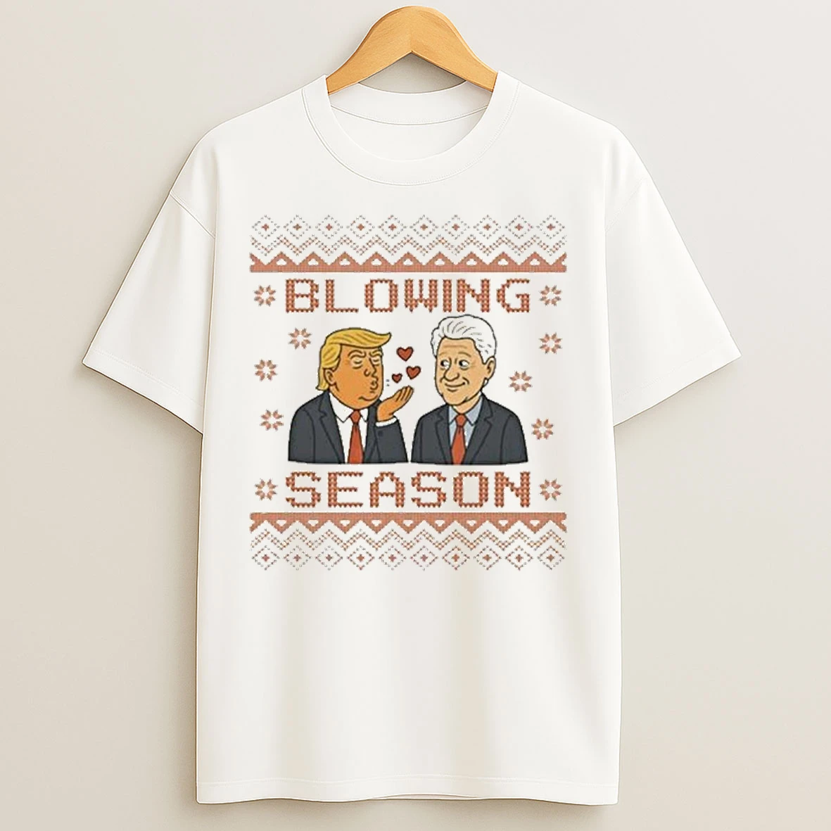 Classic Trump And Bill Clinton Blowing Season Christmas Ugly T Shirts
