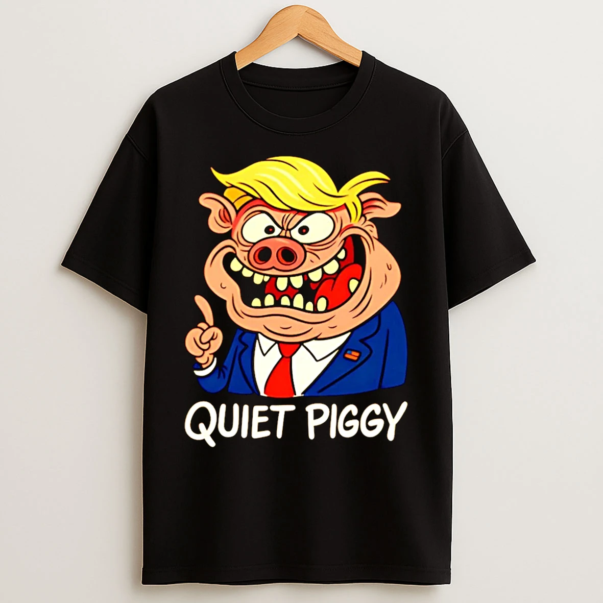 Classic Trump X Pig Quiet Piggy Caricature Christmas T Shirts