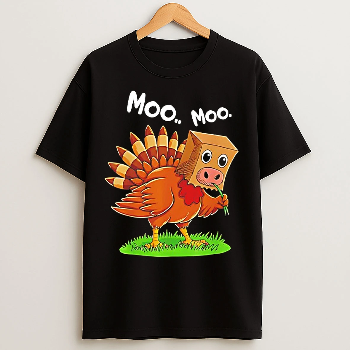 Classic Turkey Cow Moo Moo Funny Thanksgiving T Shirts