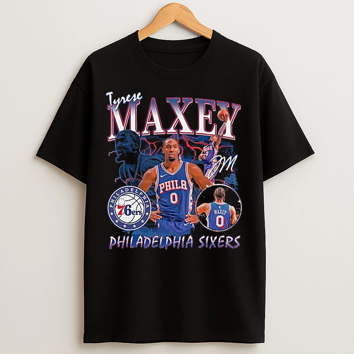 Classic Tyrese Maxey Philadelphia 76ers Player Collage T Shirts