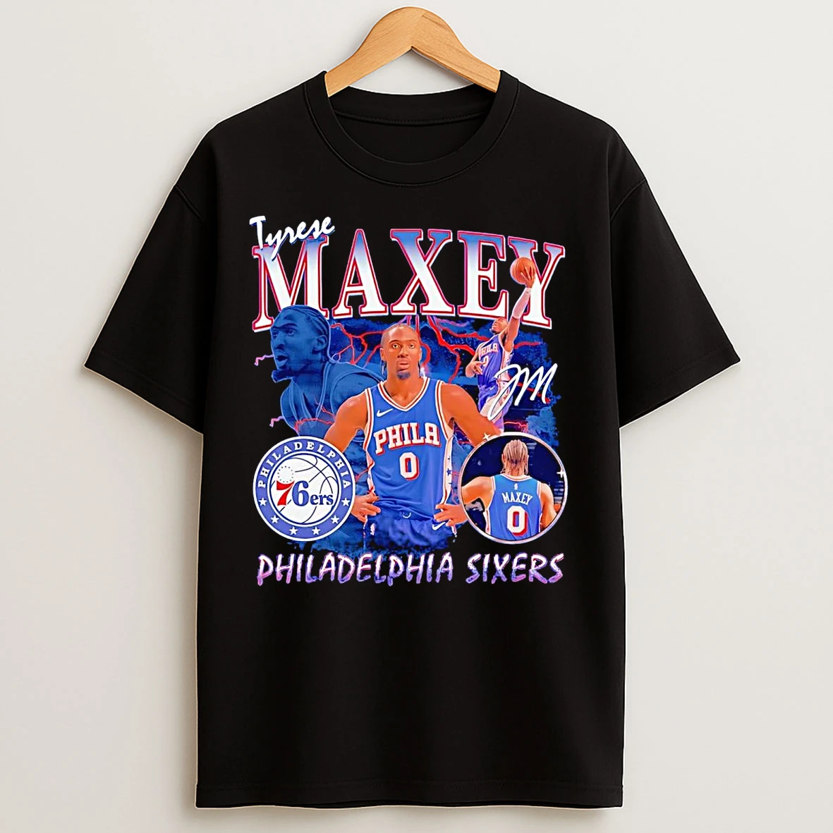 Classic Tyrese Maxey Player Collage Philadelphia 76ers T Shirts