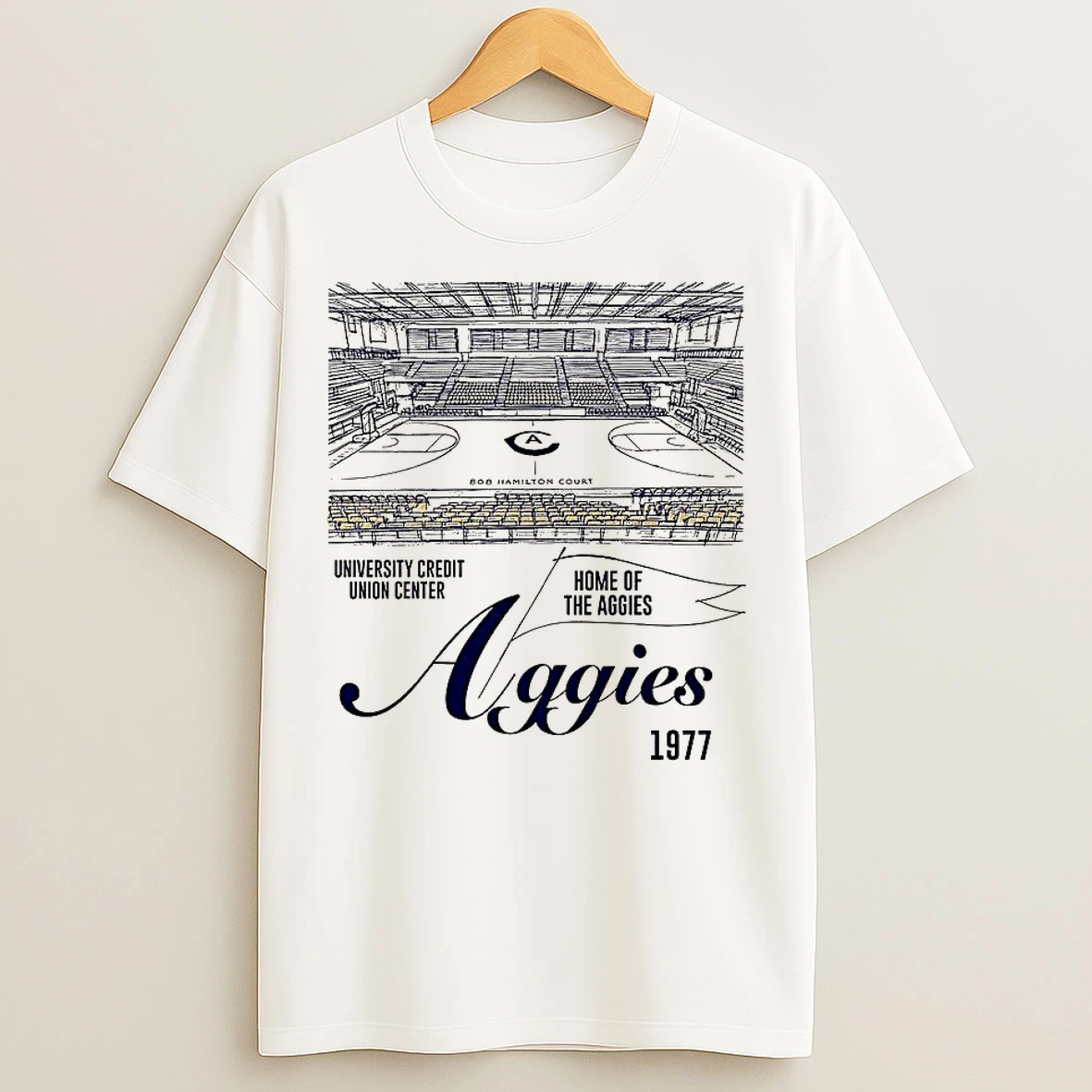 Classic Uc Davis Aggies Basketball Bob Hamilton Court Home Of Aggies 1977 Sketch T Shirts