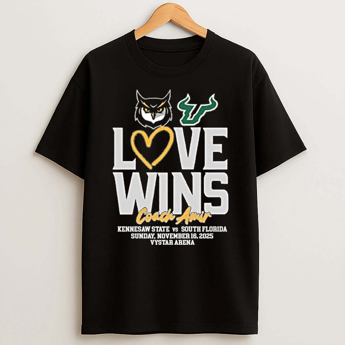 Classic Usf Vs Kennesaw State Basketball Love Wins Coach Amir T Shirts