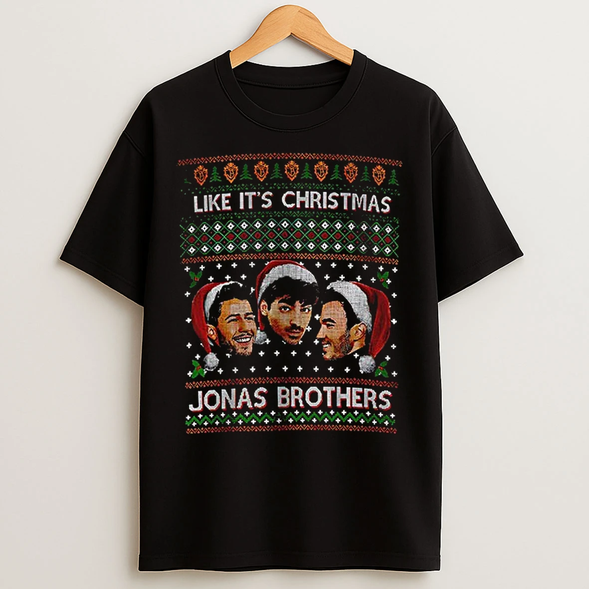 Classic Ugly Christmas Jonas Brothers Holiday Like Its Christamas T Shirts