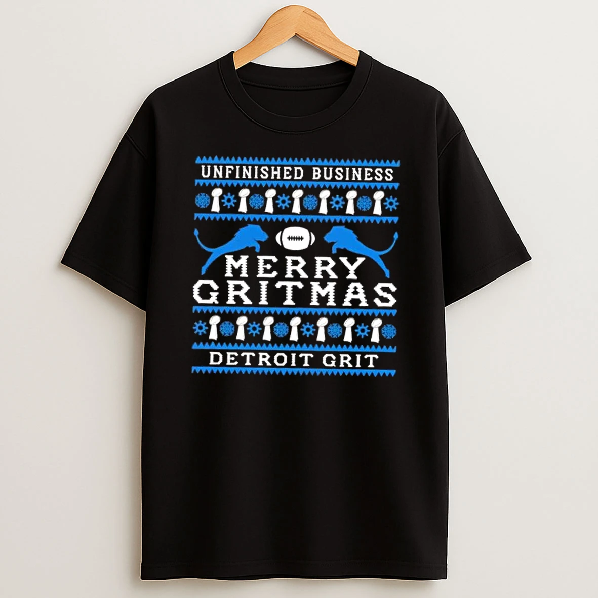 Classic Unfinished Business Merry Gritmas Detroit Lions Grit T Shirts