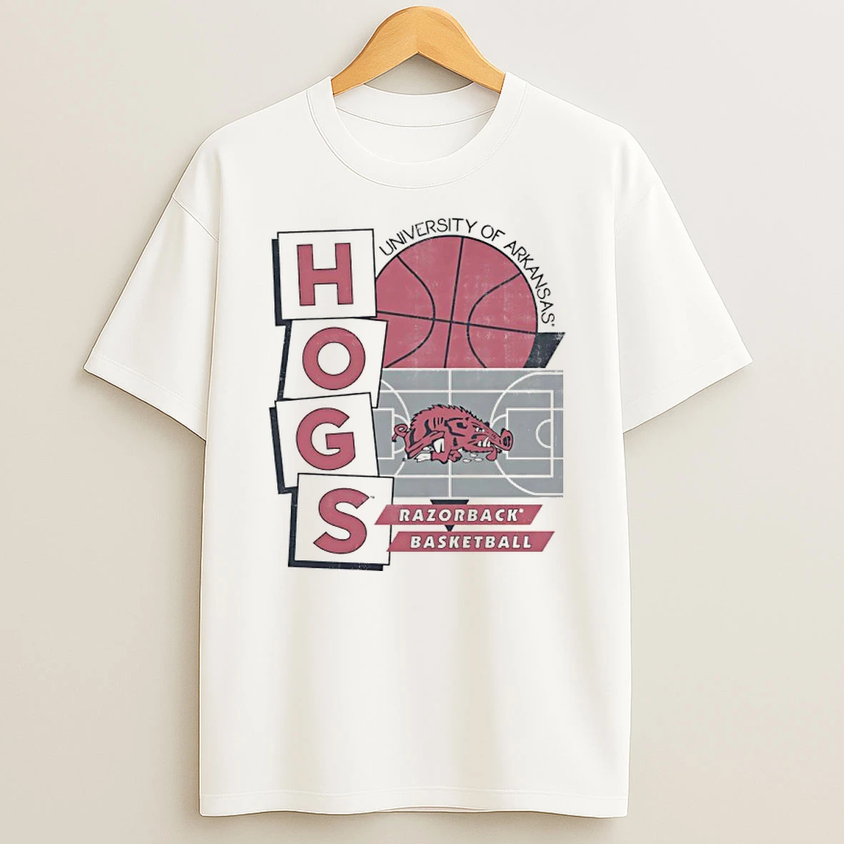 Classic University Of Arkansas Hogs Razorback Basketball T Shirts