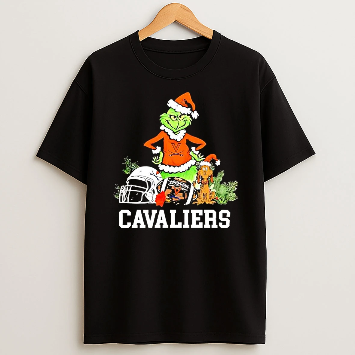 Classic Virginia Cavaliers The Grinch And Max Helmet Christmas 2025 T Shirts