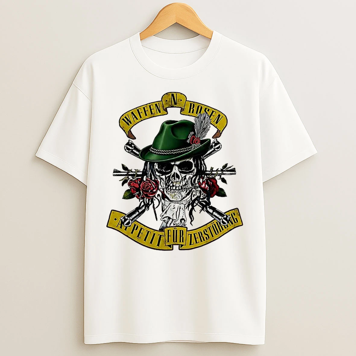 Classic Waffen N Rosen Appetite For Destruction Skull Roses T Shirts