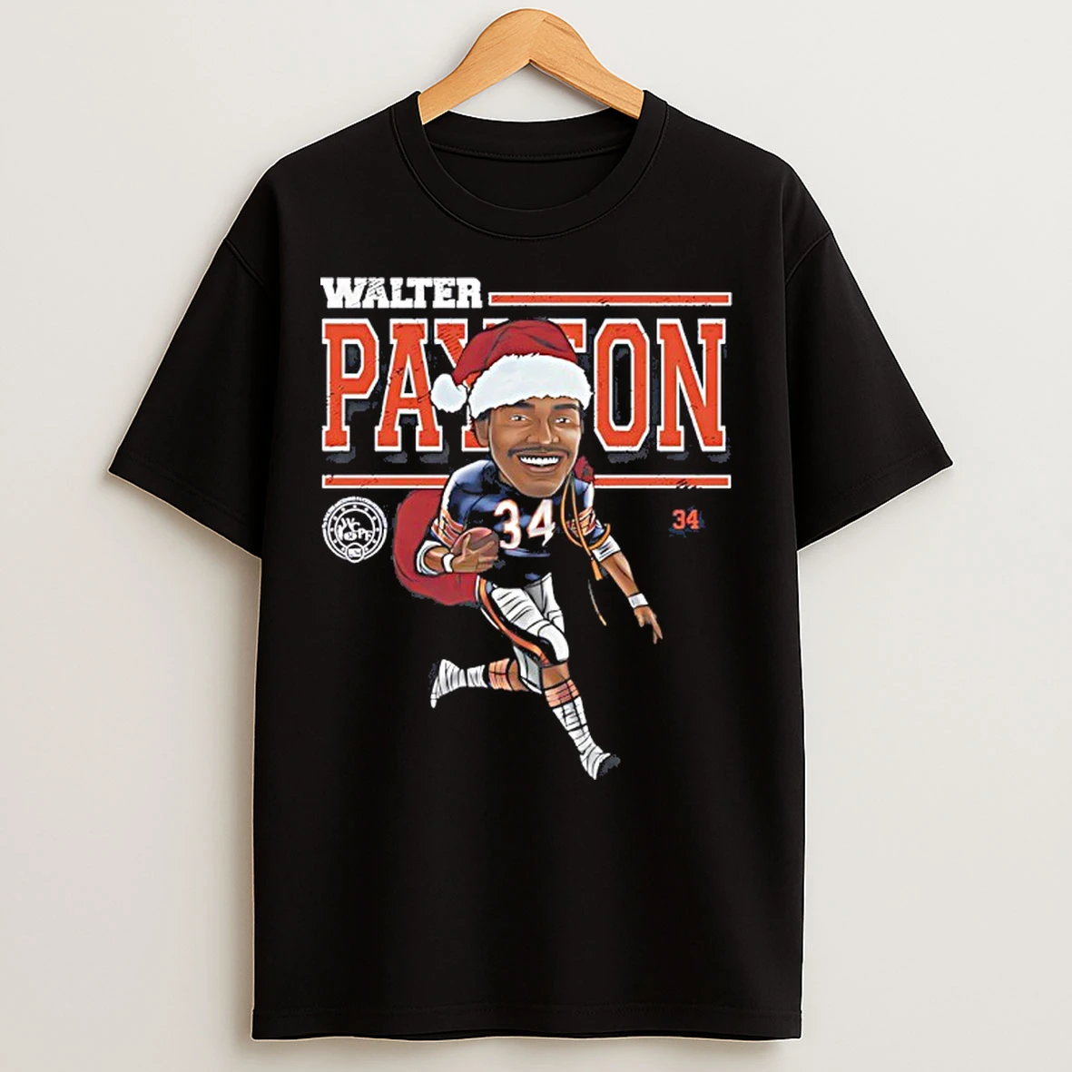 Classic Walter Payton Chicago Bears In Christmas Santa Hat Signature T Shirts