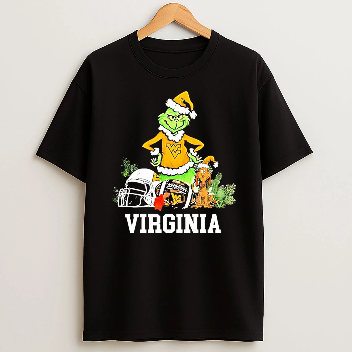 Classic West Virginia The Grinch And Max Helmet Christmas 2025 T Shirts