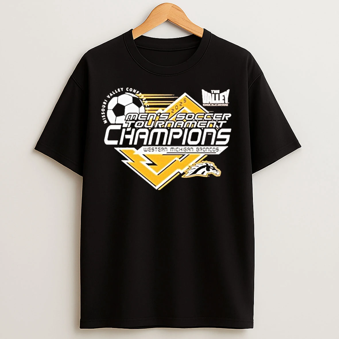 Classic Western Michigan Broncos Missouri Valley Mens Soccer Tournament Champions 2025 T Shirts