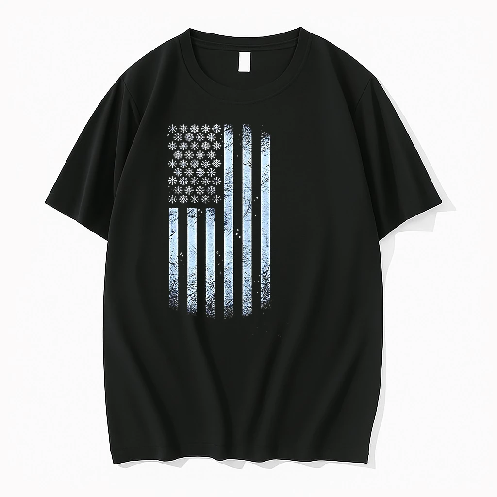 Classic Winter Snowflakes American Flags T Shirts