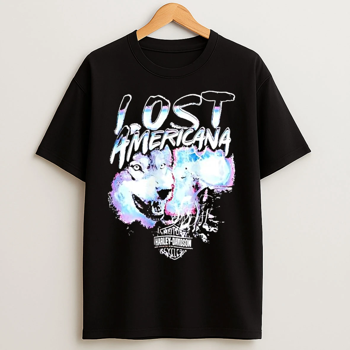 Classic Wolf Lost Americana Harley Davidson T Shirts