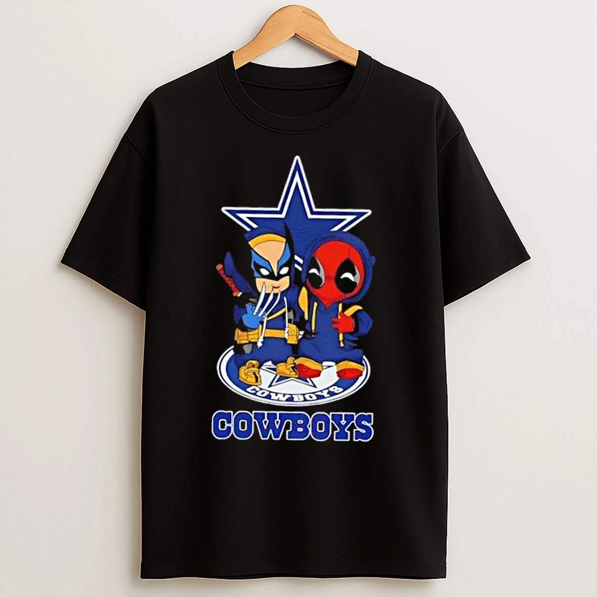 Classic Wolverine And Deadpool X Dallas Cowboys Football T Shirts