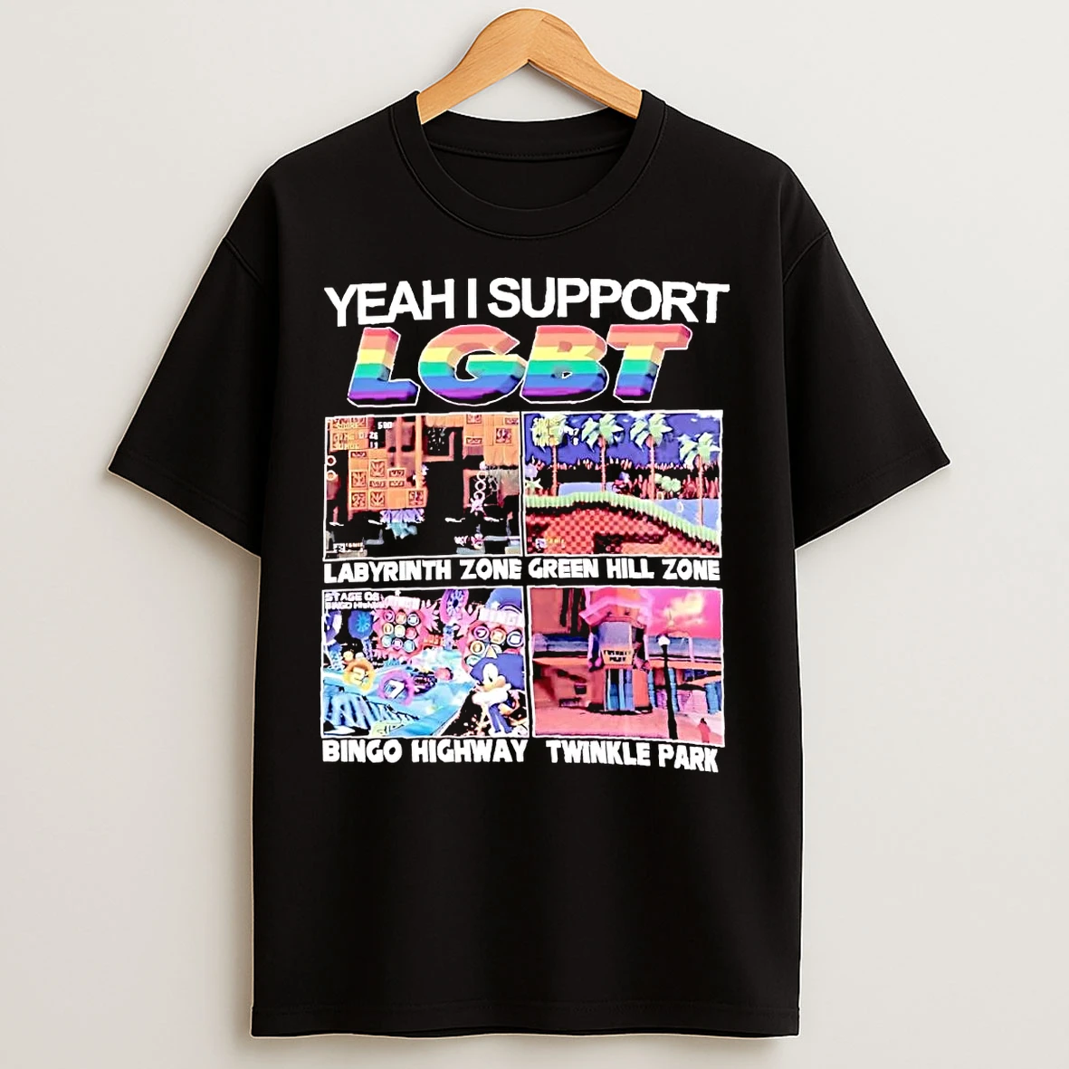Classic Yeah I Support Lgbt Labyrinth Zone Green Hill Zone T Shirts